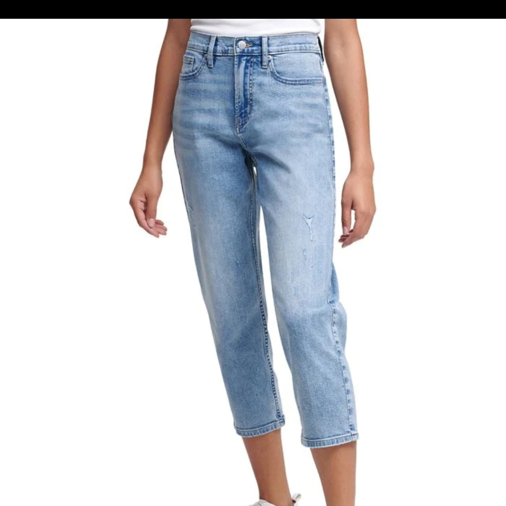 Calvin Klein Blue Ice Cropped Boyfriend Jeans. Size 31 - Picture 5 of 8